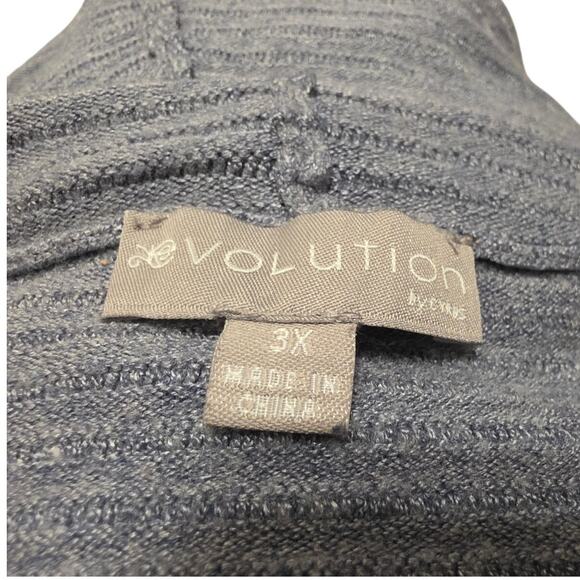 Evolution by Cyrus Size 3X Blue Sixbey Ribbed Hooded Cardigan EUC - Picture 9 of 10